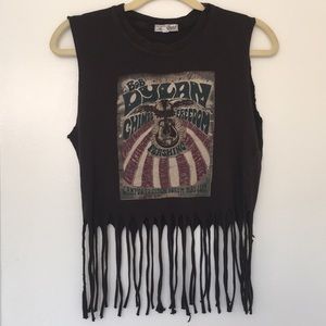 Lucky Brand Vintage Style Crop Tank with Fringe